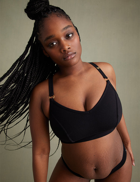 Brassière Paula++ - Coton Bio - Noir-Ebène