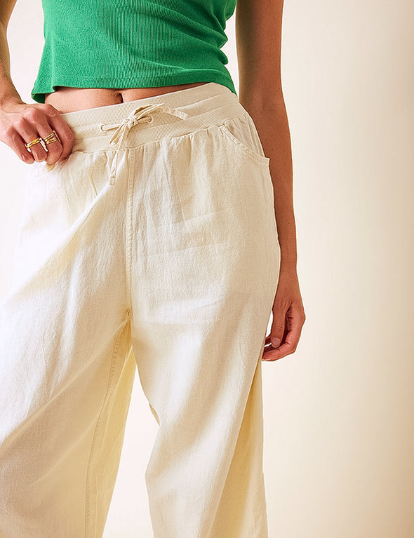 Pantalon Aloe - Lin/coton - Beige-Macadamia